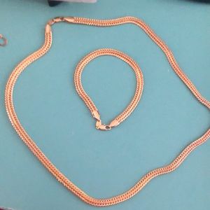 Gold plated necklace and bracelet